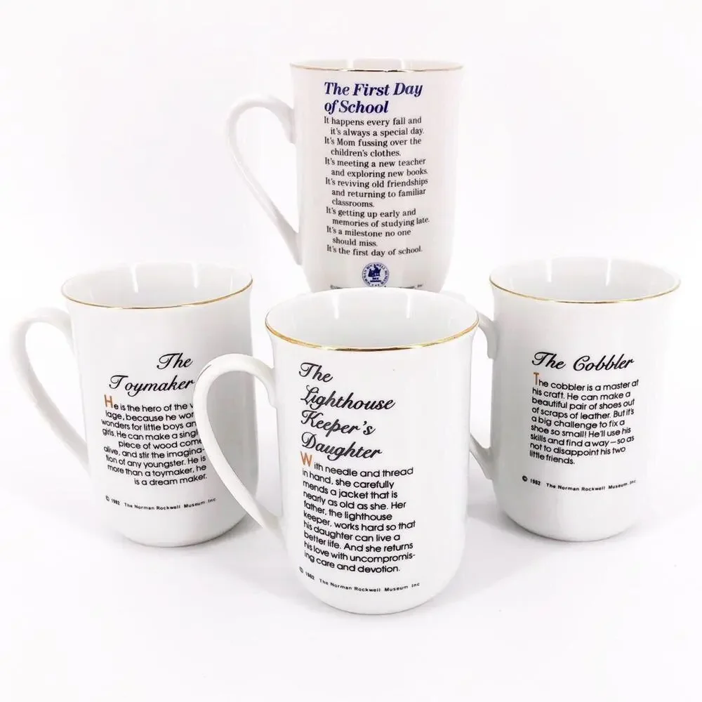 Norman Rockwell Museum mug set 80s 1980s vintage